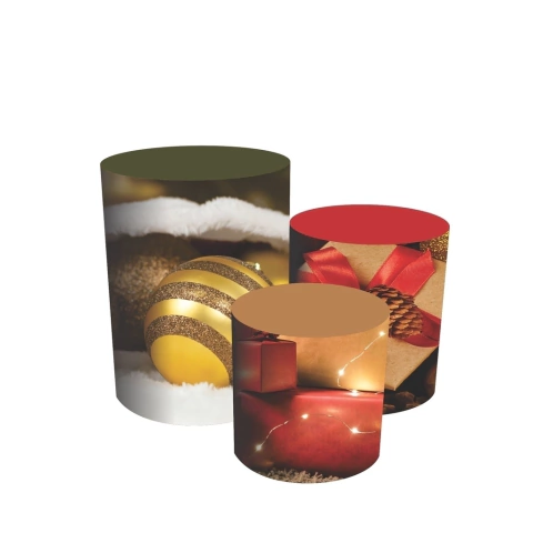 Trio De Capas Cilíndricas Itens Natalinos C/ Elástico