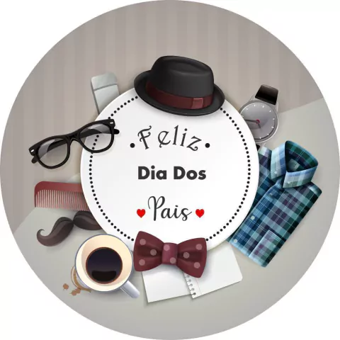 Painel de Tecido Sublimado Redondo Feliz Dia dos Pais Acessórios c/ Elástico 150x150cm