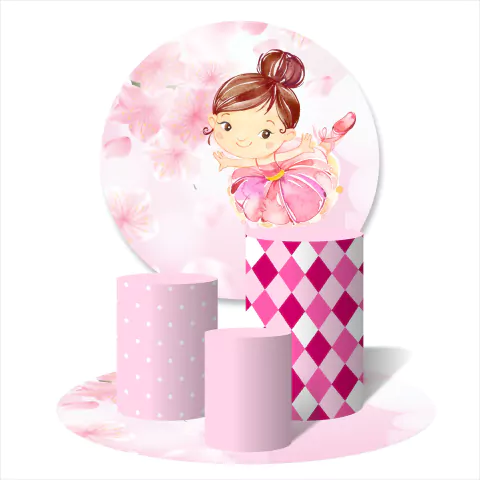 Kit Mini Table Bailarina Aquarela Rosa