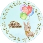 Painel de Lona Redondo Coelho da Páscoa Feliz Páscoa Cute Aquarela