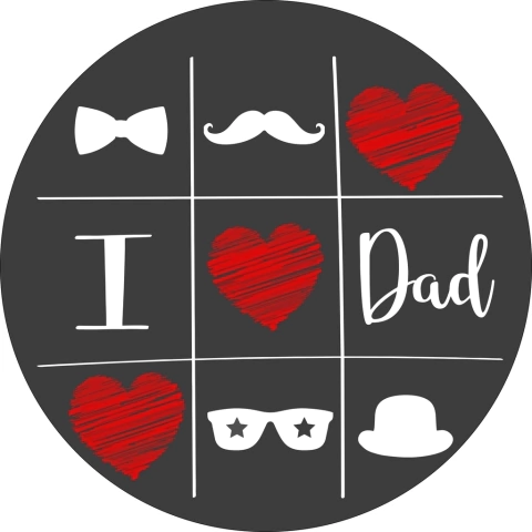 Painel de Tecido Sublimado Redondo I Love Dad c/ Elástico 150x150cm
