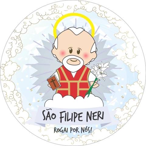 Painel de Tecido Sublimado Redondo Santinhos Católicos São Filipe Neri c/ Elástico - 150x150cm