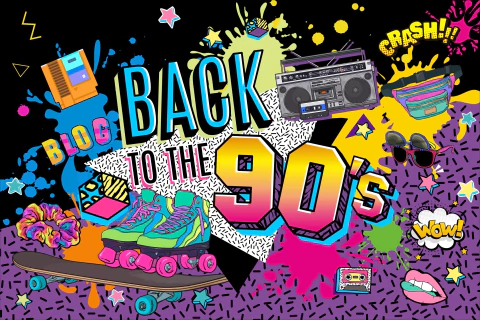 Painel de Lona Festa Anos 90 de Volta no tempo