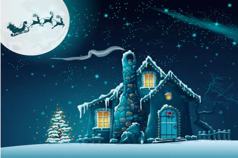 Painel de Tecido Sublimado Natal Casa Decorada