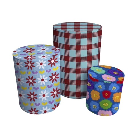 Trio Capas Para Cilindro Festa Junina Flores Fundo Azul Versátil C/ Elástico