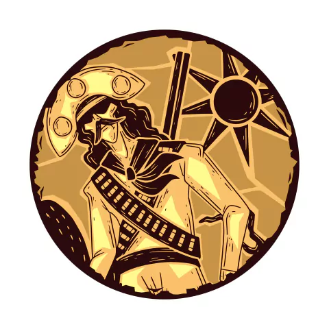 Painel de Tecido Sublimado Redondo Cordel Cangaceiro Sertão Sol Xilogravura c/ Elástico 150x150cm