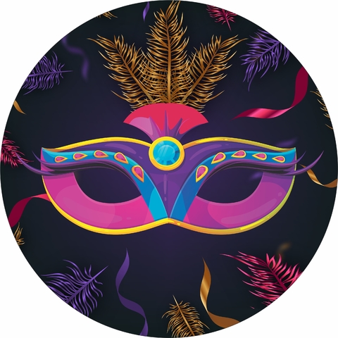 Painel De Tecido Sublimado Redondo Carnaval Baile De Máscaras C/Elástico - 150x150cm