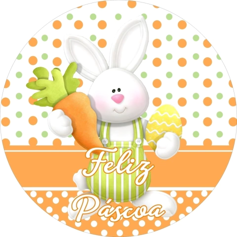 Painel de Tecido Sublimado Redondo Coelho Da Pascoa Poá c/ Elástico 150x150cm