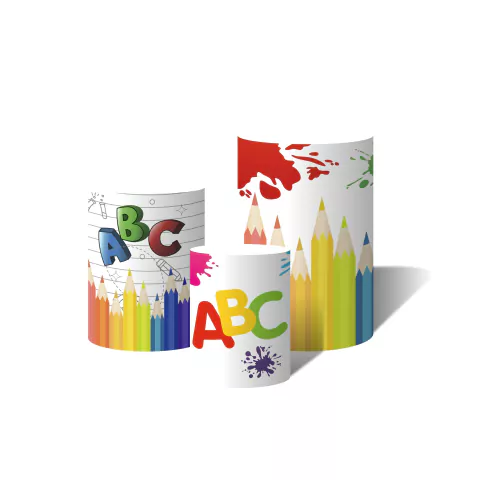 Trio de Capas Para Cilindro Abc Tinta Lápis de Cor Escola