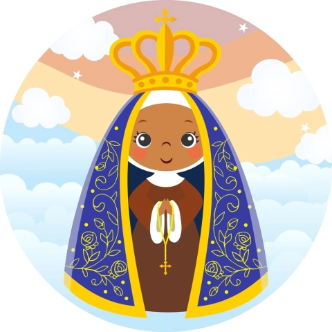 Painel De Lona Redondo Nossa Senhora Aparecida Céu Candy