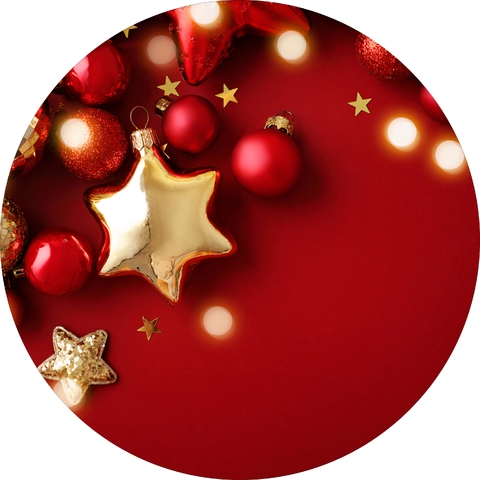 Painel de Tecido Sublimado Redondo Natal Vermelho c/ Elástico 150x150cm