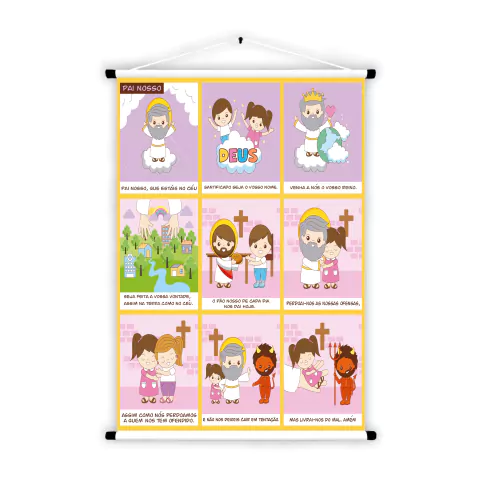 Banner De Lona Educativo Bíblico Religioso Catequese Oração Pai Nosso - 85x60cm