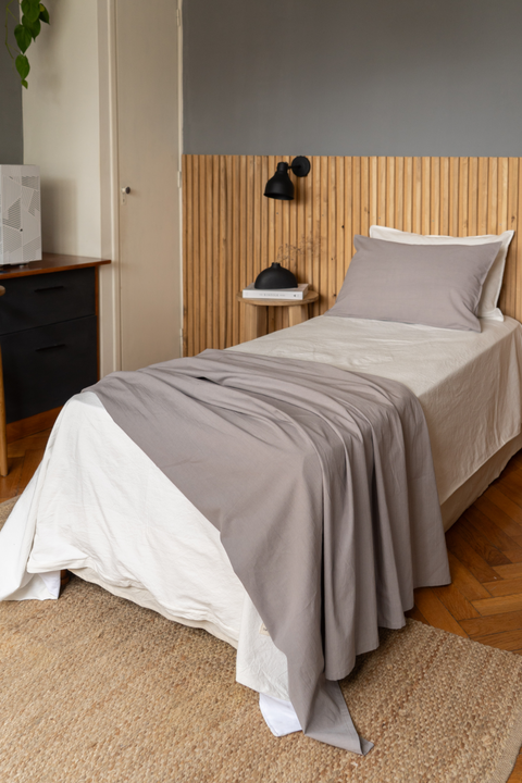 Pack Pie de Cama Twin Tusor + 1 funda de Almohada Gris - comprar online