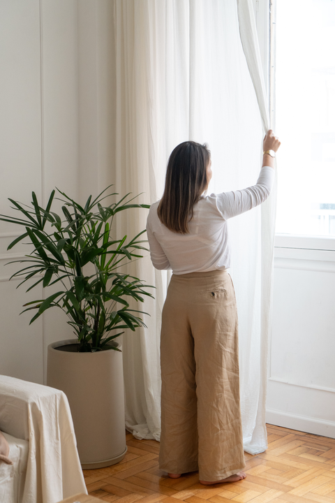 Set 2 Cortinas para Living Barral Oculto Offwhite