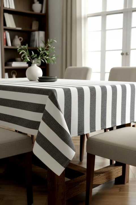 Mantel Anti-Mancha Rayado Negro - comprar online