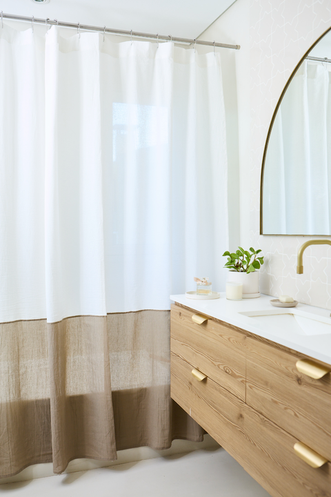 Cortina de Baño Bicolor Offwhite/Vison