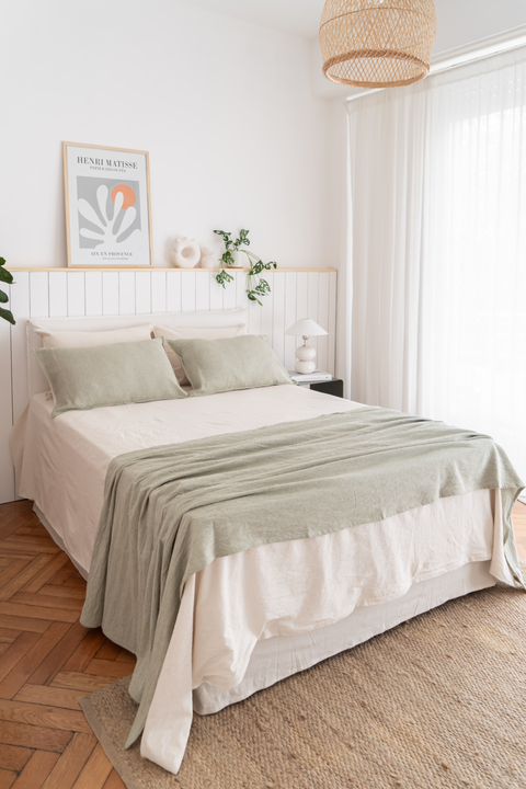 Pack Pie de Cama Queen Algodon Jaspeado + 2 fundas de Almohada Verde - comprar online