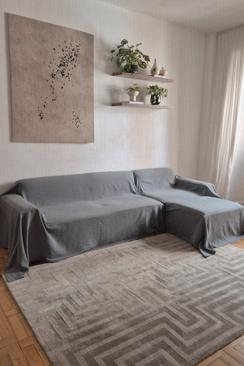 Funda de Sillón en L Gasa Tusor Gris - comprar online