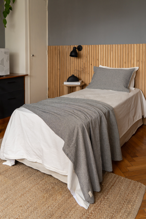 Pack Pie de Cama Twin Algodon Jaspeado + 1 Funda de Almohada Negro - comprar online