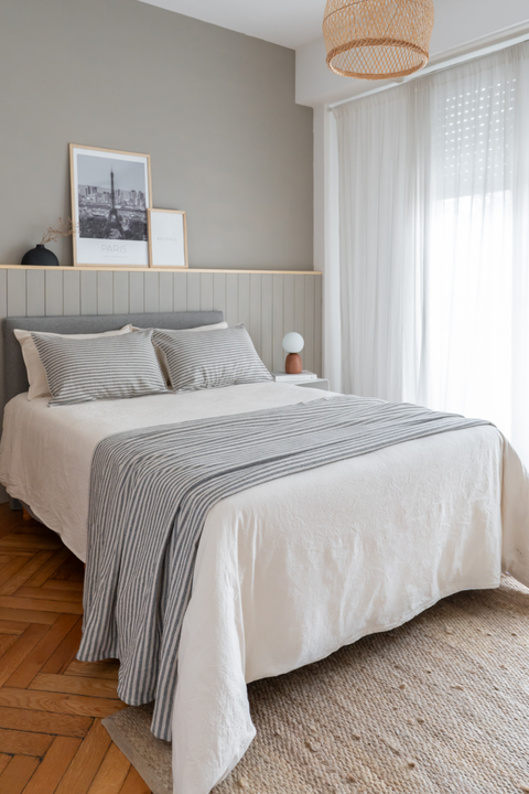 Pie de Cama Queen Lino Rústico + 2 Fundas de Almohada Negro - comprar online