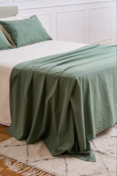 Pie de Cama King Tusor Premium Verde