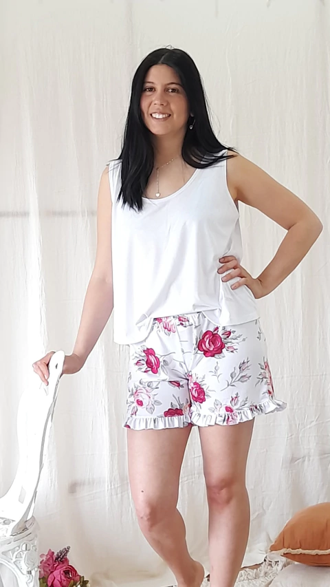 Pijama Rebecca Short White Musculosa
