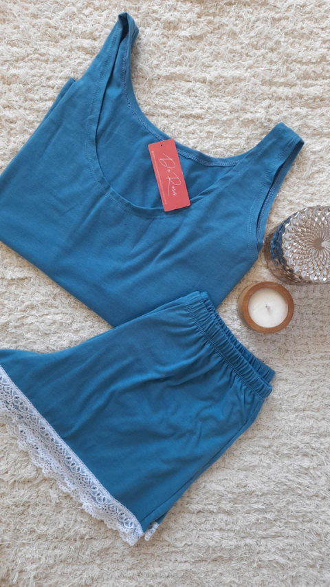 Pijama Olivia Short Blue Lace