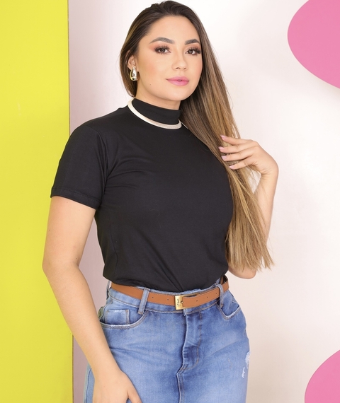 T-shirt Gola alta preta