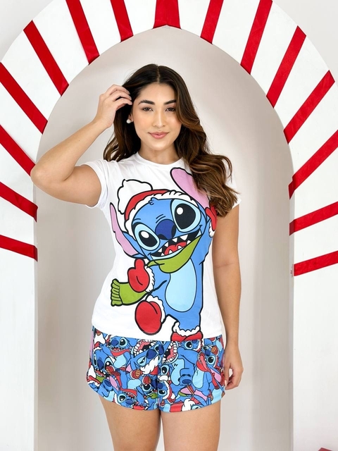 Pijama de manguinha- Natal Stitch CACHICOL VERDE