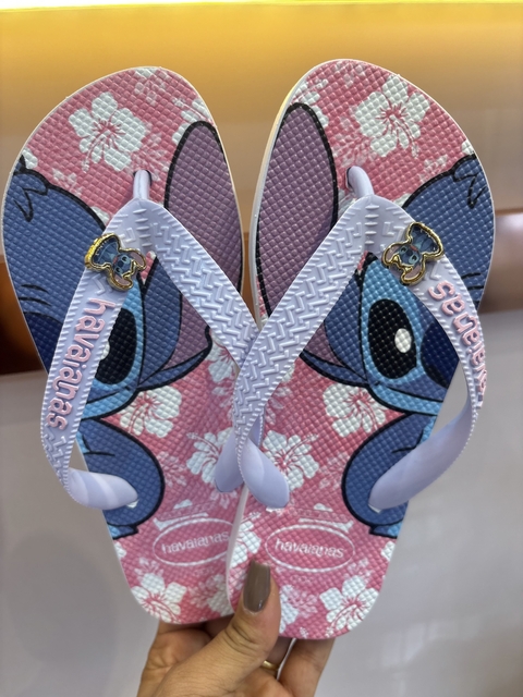 Chinelo Stitch florido rosa - comprar online