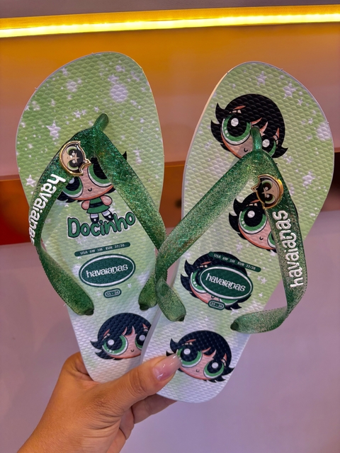 Chinelo docinho verde glitter - comprar online