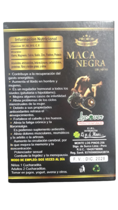 Maca Negra Premium con chia y quinoa Caja x300g - LucOver - comprar online