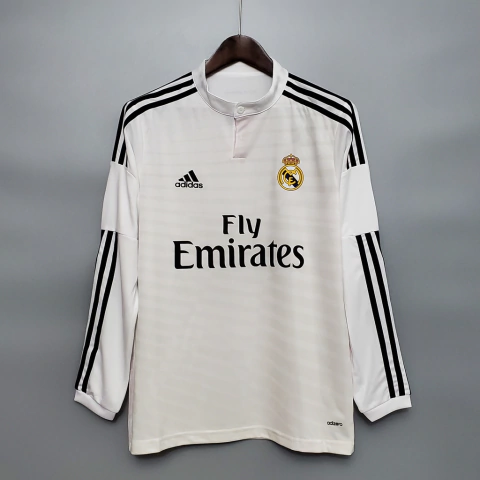 Camisa Retrô Real Madrid 14/15 Home Manga Longa Adidas - Branca