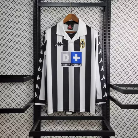 Camisa Retrô Juventus 99/00 Manga Longa - Branco+Preto