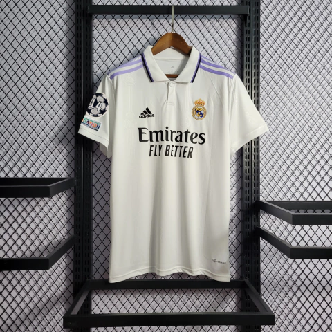 Camisa Real Madrid Home 22/23 Patch Champions "La 14" s/n° Torcedor Adidas Masculina - Branca