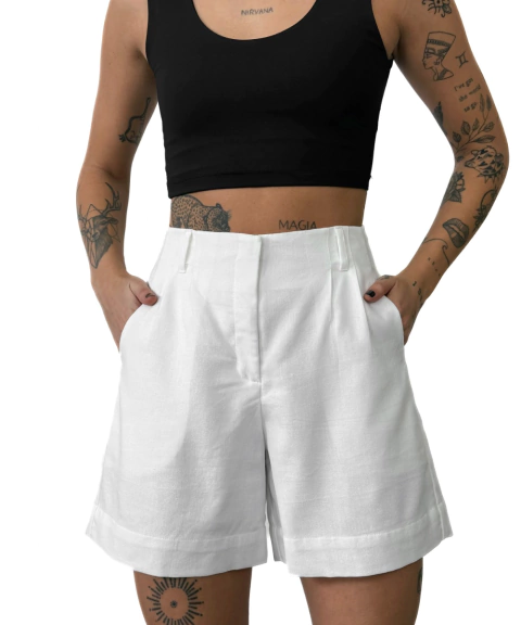 Short Linho Off White Monique