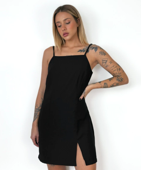 Vestido Curto Fenda Preto Lila - comprar online