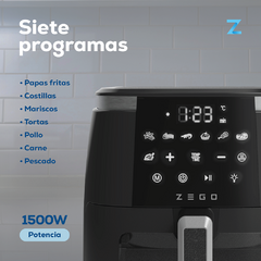 Imagen de Freidora De Aire Zego 6,5lts 1500w C/ventana Digital 6 En 1 ZF8087D