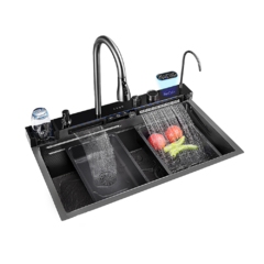 Bacha De Cocina Pure Flow Pro Pvd Con Set Grifería Inteligente Acero