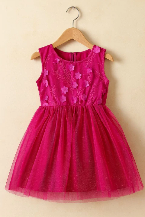 Vestido borboleta bordado rosa - comprar online