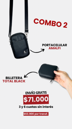 PORTACELULAR AMALFI + BILLETERA TOTAL BLACK en internet