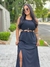 Vestido Mídi Preto com Fenda