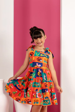 VESTIDO INFANTIL ESTAMPA INSETOS - Loja modelinho