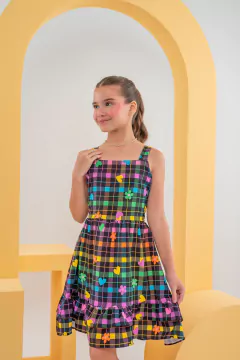VESTIDO JAMILE XADREZ NEON - Loja modelinho