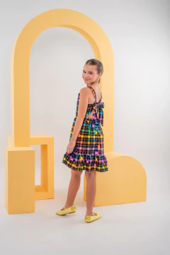 VESTIDO JAMILE XADREZ NEON - comprar online