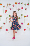 VESTIDO INFANTIL FLORAL MARINHO