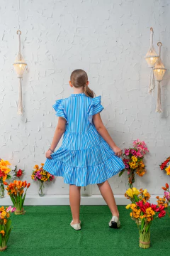 VESTIDO INFANTIL LIVIA AZUL LISTRAS - comprar online
