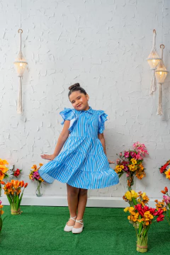 VESTIDO INFANTIL LIVIA AZUL LISTRAS - Loja modelinho