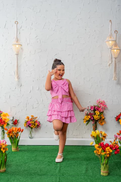 CONJUNTO MEL ROSA LISTRAS - Loja modelinho