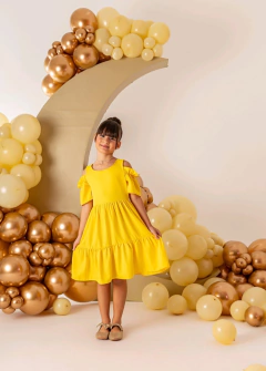 VESTIDO OMBRO VAZADO AMARELO